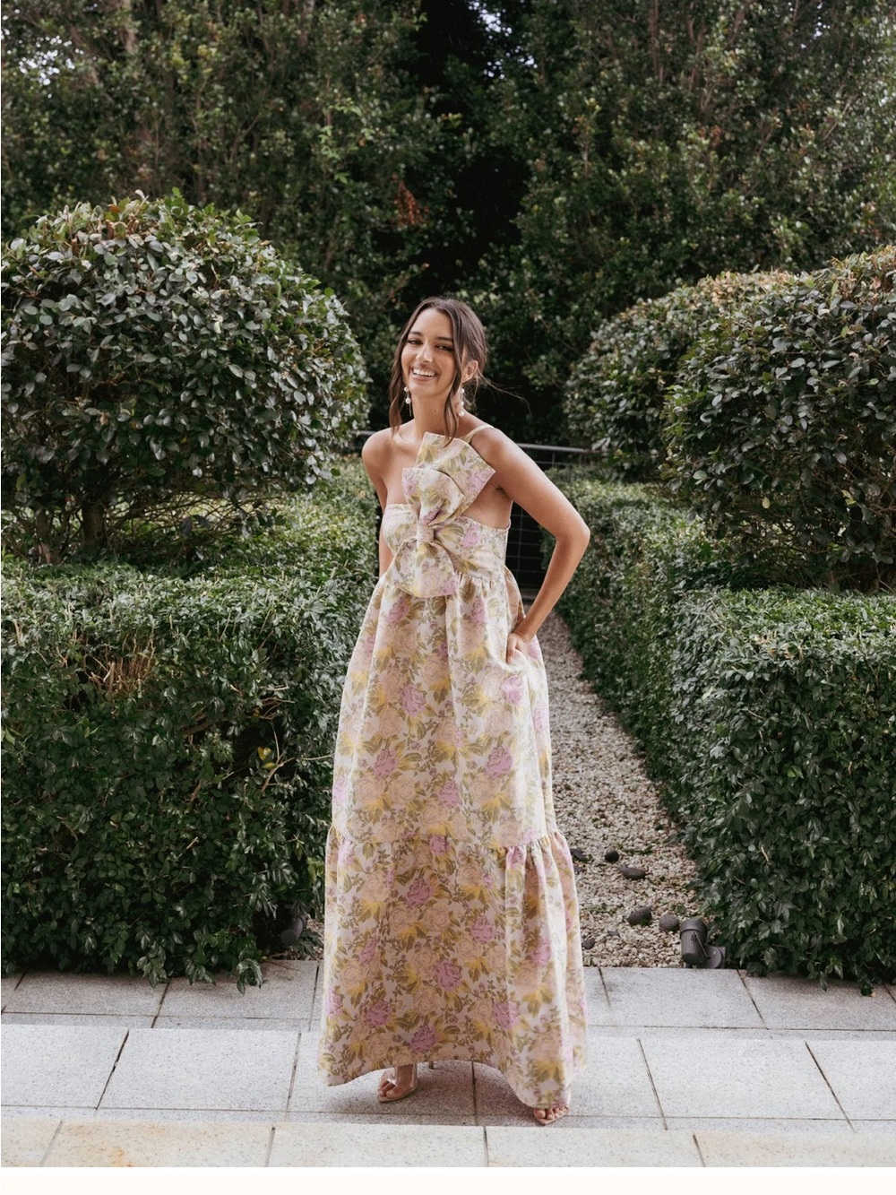 Petal & Pup Pastel Floral Maxi Dress in Pink and Cream - Picture 4 of 4